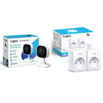 TP-Link Tapo Caméra Surveillance WiFi intérieure Tapo C100, FHD 1080P, Vision Nocturne, détection de Mouvement & Tapo Prise Connectée WiFi, Prise Intelligente, 10A, 2 Pack
