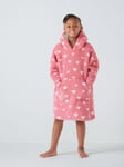 John Lewis Kids' Heart Oversized Fleece Blanket Hoodie, Pink