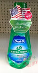 Oral-B Extra Fresh Mouthwash Reduces Bad Breath Cooling Sensation Mint 500ml