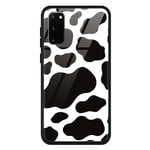 ZhuoFan for Samsung Galaxy S20 Case, [Anti-Scratch] Shockproof Patterned Tempered Glass Back Cover with Soft TPU Gel Silicone Bumper Phone Cases Skin for Samsung S20, Cow