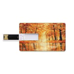 64GB Clés USB à mémoire Flash Ensemble de Pays Stockage de bâton de mémoire de Disque de la clé U de Forme de Carte de crédit bancaire Peinture d'une forêt près du Petit lac en Automne Arbres et feui