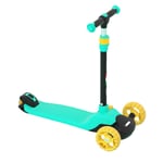 NEWCURLER Rugged Racers Kick Scooter for Boys and Girls 3 Wheel Scooter, 4 Adjustable Height Lean to Steer with Wide Deck PU Flashing Wheels for Children 3 to 12 Years Old,Green