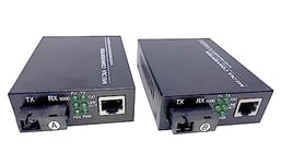 Elfcam® - Lot de 2 Convertisseur Fibre Ethernet, Convertisseur de Média SFP Inclus, Jusqu'à une Distance de 20KM sur Fibre Optique SC Monomode (1 Port RJ45 *1 Port RJ45)