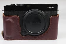 X-E4 Camera Case, Zakao Genuine Real Leather Half Bottom Opening Version Holster Camera Case With Hand Strap Protective Cover Bag Case for Fujifilm Fuji X-E4 XE4 (Coffee)