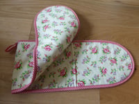 Belle FLOWER  Double Oven Glove - Oven Mitt 100% Cotton Made in the UK for  AGA