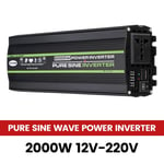12V till 220V omvandlare 2000W Pure Sine Wave Power Inverter Dubbel USB LED-skärm
