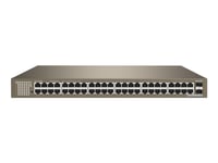 Tenda Teg1050f - Switch - Ohanterad - 48 X 10/100/1000 + 2 X Kombinations-Gigabit Sfp (Upplänk) - Skrivbordsmodell, Rackmonterbar, Väggmonterbar