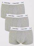 Calvin Klein 3 Pack Low Rise Trunk - Grey, Grey, Size S, Men