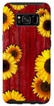 Coque pour Galaxy S8 Tournesols sur table de pique-nique rouge patiné grange rustique