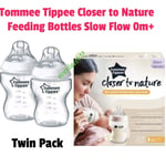 Tommee Tippee Closer to Nature Feeding Bottles Slow Flow 0m+, Twin Pack