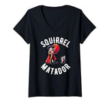 Womens Squirrel Matador Comical Art V-Neck T-Shirt