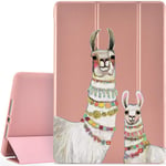 YCCY Cute Alpaca Pad Case Cover for iPad Air Rose Gold Case Lovely Animals Anti-Scratch Shockproof Lightweight Smart Trifold Stand Cover Soft TPU Cover for iPad Air