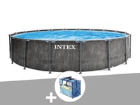 Kit piscine tubulaire Intex Baltik ronde 5,49 x 1,22 m + B?che ? bulles