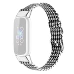 Fitbit Luxe canvas watch strap - Black / White Grid / Size: S