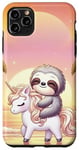 Coque pour iPhone 11 Pro Max Kawaii Sloth on Unicorn Escapade