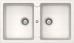 SCHOCK | Évier de cuisine Primus 2 bacs égaux, matériau Cristalite®, blanc absolu, 860 x 500 mm