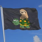 Emonye Outdoor/Indoor Decor Flag Sloth Riding Turtle 100% Polyester Single Layer Translucent Flags 3X5 Ft