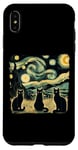 Coque pour iPhone XS Max Trois chats Van Gogh Nuit étoilée Amoureux des chats Vintage