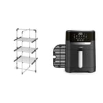 Black+Decker 63099 3-Tier Heated Clothes Airer Aluminium, Cool Grey, 140cm x 73cm x 68cm & Tefal Easy Fry Precision 2-in-1 Digital Air Fryer and Grill 4.2 Litre Capacity 8 Programs