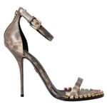 DOLCE & GABBANA Shoes Brown Exotic Leather Crystal Sandals EU39 / US8.5 2400usd