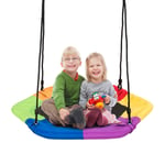 COSTWAY Nest Swing, Hanging Tree Swing Seat with Length Adjustable Rope, Soft Seating, Kids Swing Set for Indoor Garden Playground, 150/300kg Capacity (Hexagon)
