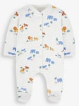 JoJo Maman Bebe Boys Safari Print Sleepsuit - Cream, Cream, Size 0-3 Months