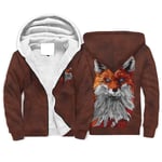 WellWellWell Red Fox Men's Fleece Zipper Hoodie Sherpajong Lined Designed Plus Cashmere Hoodie Sweatshirt with Pockets white 2xl