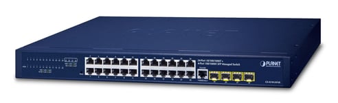 PLANET IPv4/IPv6, 24-Port Håndtert L2/L4 Gigabit Ethernet (10/100/1000) 1U Blå
