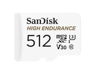 Carte microSD Haute résistance de vidéosurveillance SanDisk 512 Go + Adaptateur SD, jusqu'à 100 Mo/s, Class 10, U3, V30