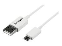 StarTech.com Câble Micro USB 2 m - A vers Micro B - Cordon Micro USB 2.0 - 1x USB A (M) 1x USB Micro B (M) - Blanc 2m - Câble USB - Micro-USB de type B (M) pour USB (M) - USB 2.0 - 2 m - moulé -...