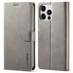 LC.IMEEKE Wallet Case till iPhone 15 Pro Max - Grå grå