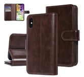 UNIQ Plånboksfodral iPhone X MAX / iPhone Xs MAX Mörkbrun 9 Kortfack