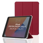 Hama Coque pour iPad 10,2" Fold Clear à Rabat (Etui Tablette Apple ipad 10.2" 9e génération 2021-8e gén.2020-7e gén.2019, Rabat magnétique avec Fonction Veille/réveil Automatique) Rouge