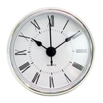 2,8 tum/70 mm klockinsats Rund kvarts urverksklocka Vit ansikte Silverton Ram romersk siffra Passform 63 mm diameter hål