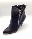 Womens Ladies Black Faux Leather Mock Croc High Heel Ankle Boots Size UK 8 New