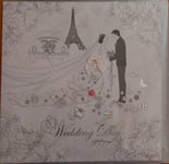 Congratulations On Your Wedding Day Card Bride Groom Silver Eiffel Tower Paris