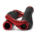 ASEOK Poignées de guidon de vélo, design ergonomique, en caoutchouc, poignées de guidon de VTT avec extrémités de barre, klaxon, protection confortable, convient pour 22,2 mm (rouge)