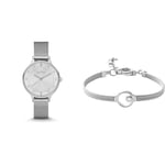 Skagen Women's Anita Lille Watch and Linje Modern Bracelet, Silver-Tone Stainless Steel, Set