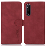 KHAZNEH Sony Xperia 1 V Plånboksfodral Textured Flip - Röd - TheMobileStore Sony Xperia 1 V tillbehör