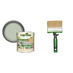 Cuprinol 5232385 CUPGSFR25L 2.5 Litre Garden Shades Paint - Fresh Rosemary & Fit for The Job 4 inch Large Capacity Shed and Fence Block Brush for Rapid Painting