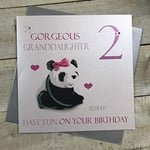 White Cotton Cards Grande Carte Panda, Gorgeous Granddaughter 2 Have Fun on Your Birthday Carte d'anniversaire Faite à la Main 2 ND