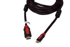 vhbw Câble HDMI compatible avec Canon EOS 2000D, 550D, 600D, 650D, 700D, 70D, 750D, Kiss X4, Kiss X5, Kiss X6, Kiss X7i - Tressé, 5 m