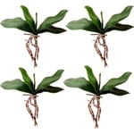4 st stora konstgjorda gröna Phalaenopsis-simulering malfjäril orkidé blad äkta latex touch grön växt 5 kronblad för blommor trädgård Bonsai dekor