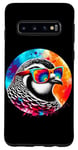 Coque pour Galaxy S10 Lunettes de soleil Cool Tie Dye Ptarmigan Oiseau Illustration Art