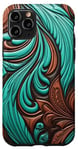 iPhone 11 Pro Turquoise and Chocolate Tooled Western Patterns Case