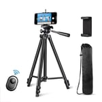 Camera Tripods, 52"Adjustable Tripod for Phones, Aluminum Lightweight Portable, with Phone Holder &Wireless Remote Shutter, Tripod for Phones/Camera/DSLR/Projector