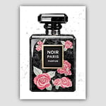 Artze Wall Art Perfume Noir Pink Roses 1 Art Print Poster, 30 cm Width x 40 cm Height, Black Marble