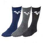 Moto GP Men's 3 Pack Everyday Cotton-Mix Socks (Black/Blue/Grey)