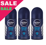 Nivea Men Fresh Active Roll-On Deodorant Antiperspirant 3 x 50ml