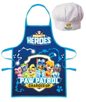 Paw Patrol Mighty Pups Apron and Chef Hat Set. Marshall Chase Rubble Rocky Zuma